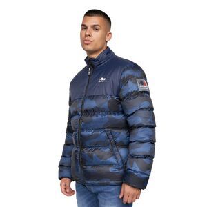 Born Rich Mens Carlito Camo Oversized Padded Jacket / Navy